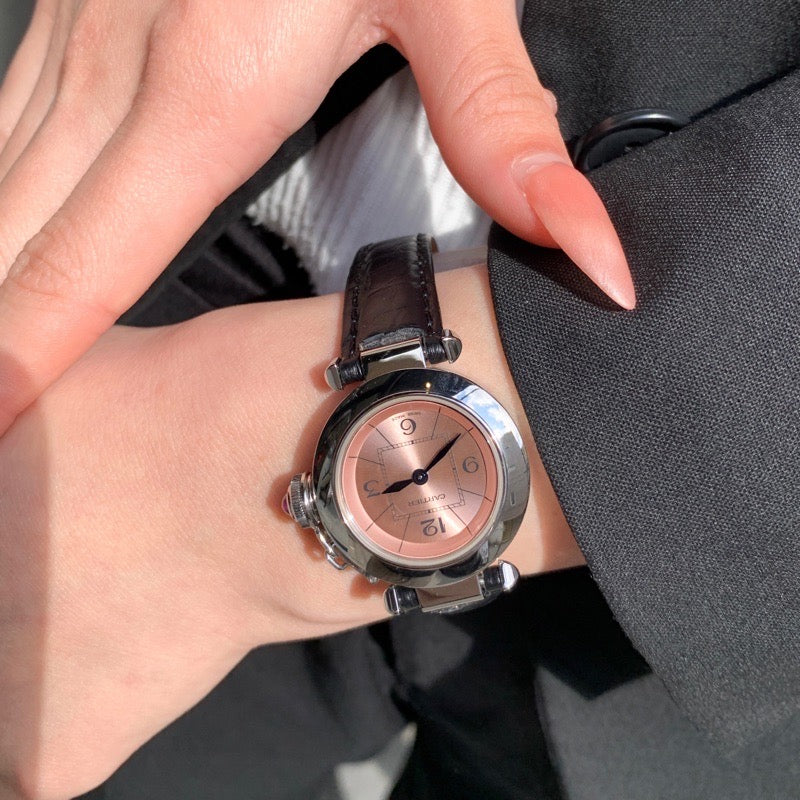 ミス パシャ SS ピンク文字盤 レザー