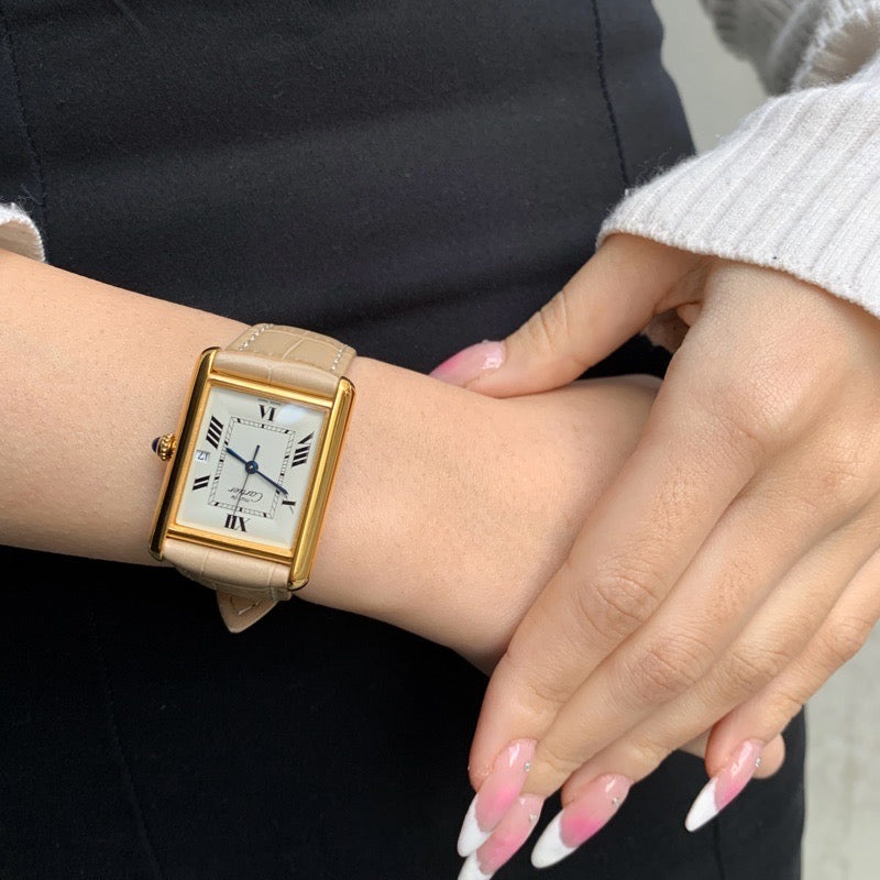 Mast Tank Roman White Dial XL Date 3 Hands Gold