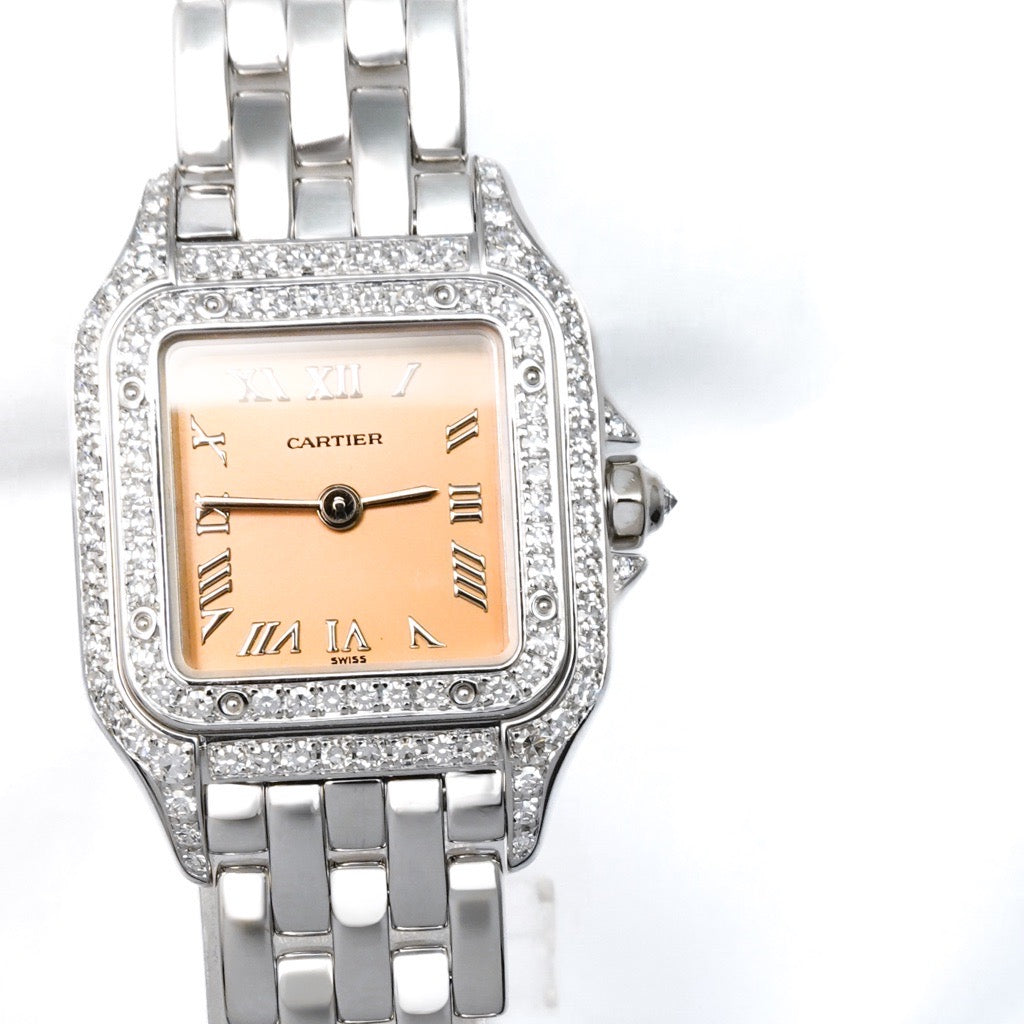 Panther SM K18WG Orange Dial Genuine Double Diamond 