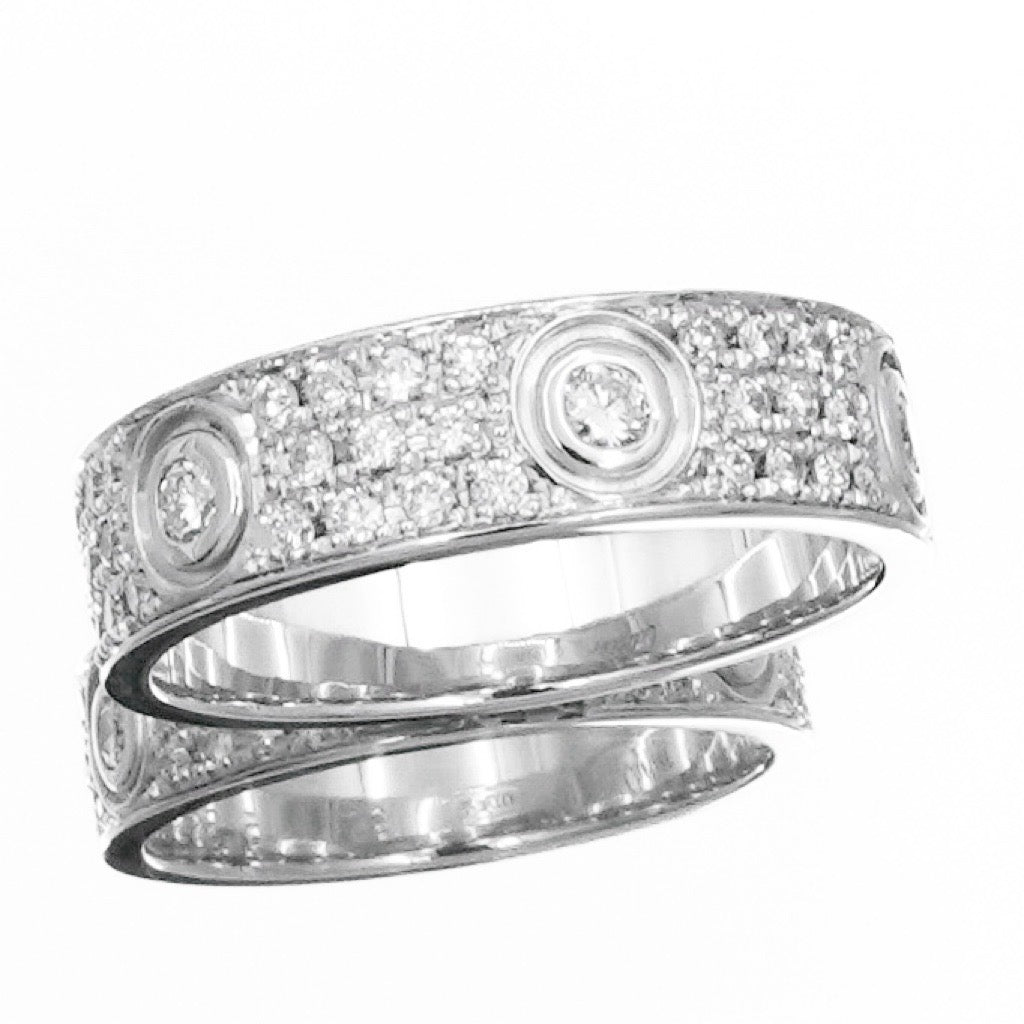 Love Ring, size 15, WG, full pave and 6P screws, diamonds