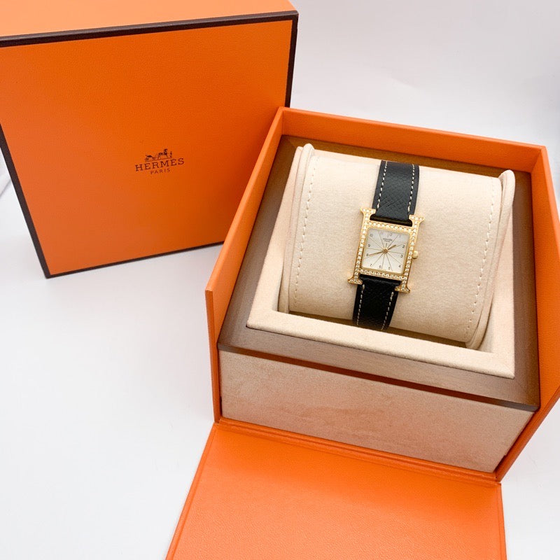 H Watch White Dial Gold Diamond