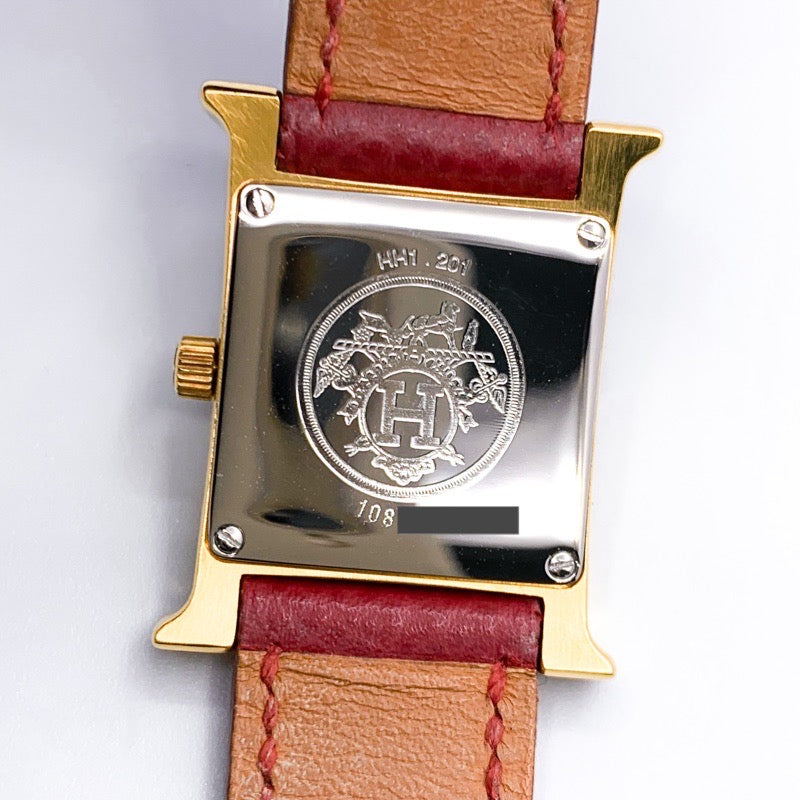 H Watch, red dial, gold, diamonds