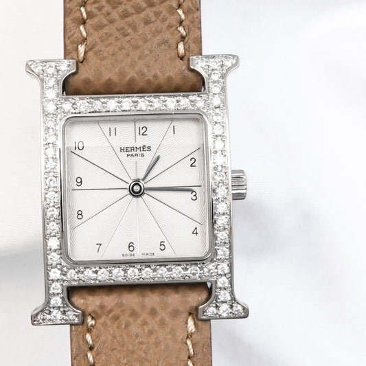 Hウォッチ 白文字盤 シルバー ダイヤ