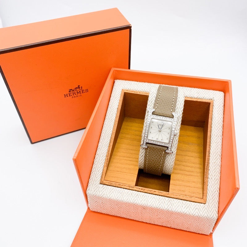 Hウォッチ 白文字盤 シルバー ダイヤ