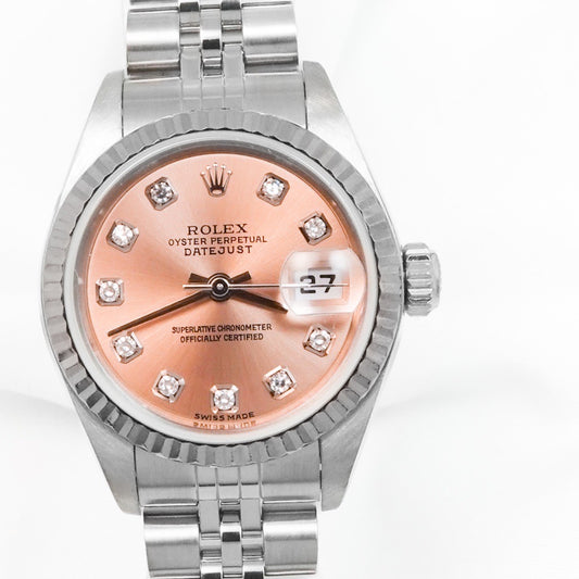 デイトジャスト 10P 新ダイヤ ピンク文字盤 SS×K18WG