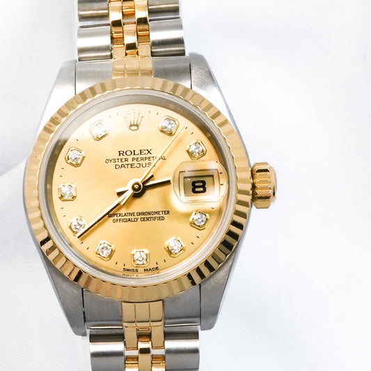 デイトジャスト 10P新ダイヤ シャンパン文字盤 コンビ 69173G