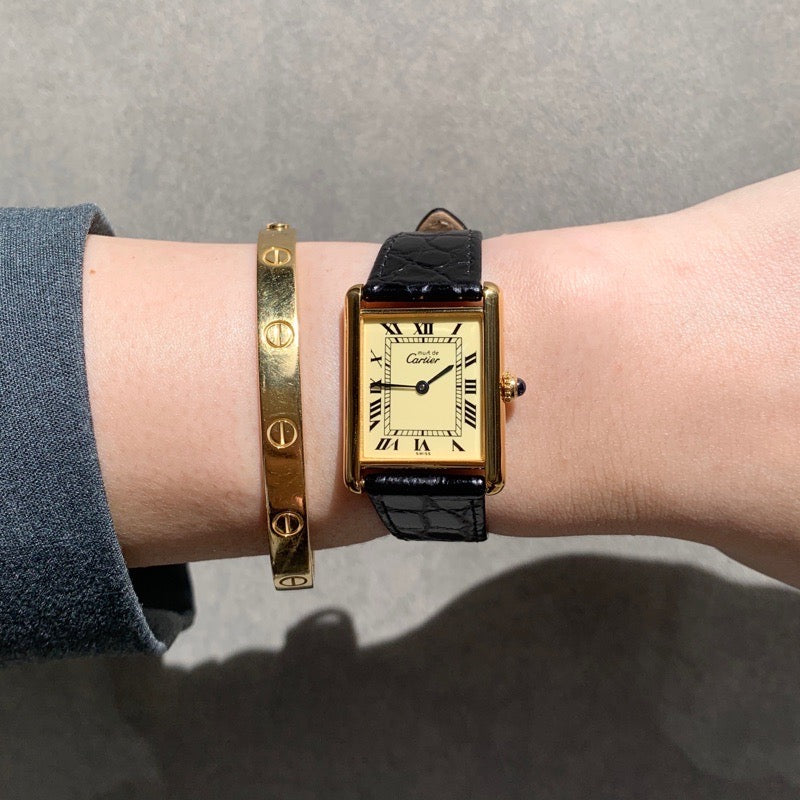 最終値下げ！美品　Cartier 腕時計 マストタンクLM ゴールド文字盤 マストタンク LM ベージュローマン文字盤 ゴールド – LE MIRAIS Collection