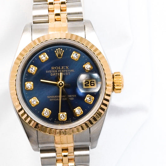 デイトジャスト 10P 新ダイヤ ブルー文字盤 コンビ　79173G