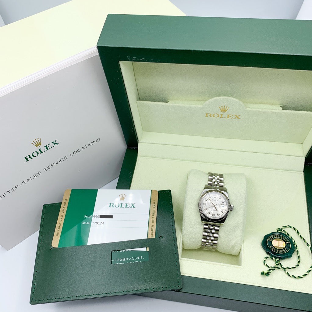 デイトジャスト 10P 新ダイヤ 彫りコンピューター文字盤 シルバー 179174