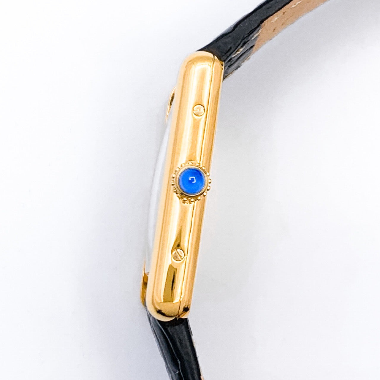 Must de Cartier 坦克系列腕表，中间灰色罗马数字表盘，镀金表壳