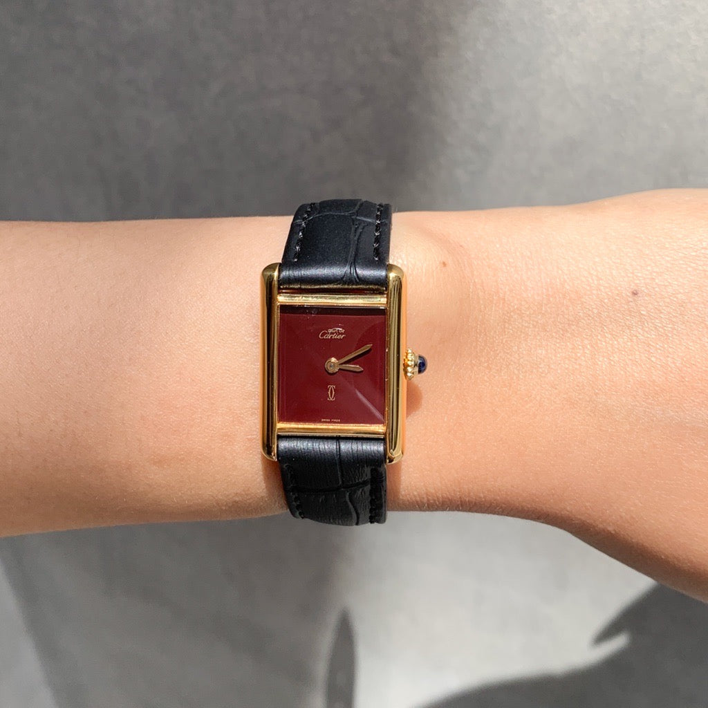 Must Tank SM Manual Winding Wine Red Dial Gold