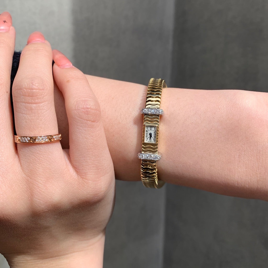 レトロアールデコ K18YG 手巻き 純正ダイヤ