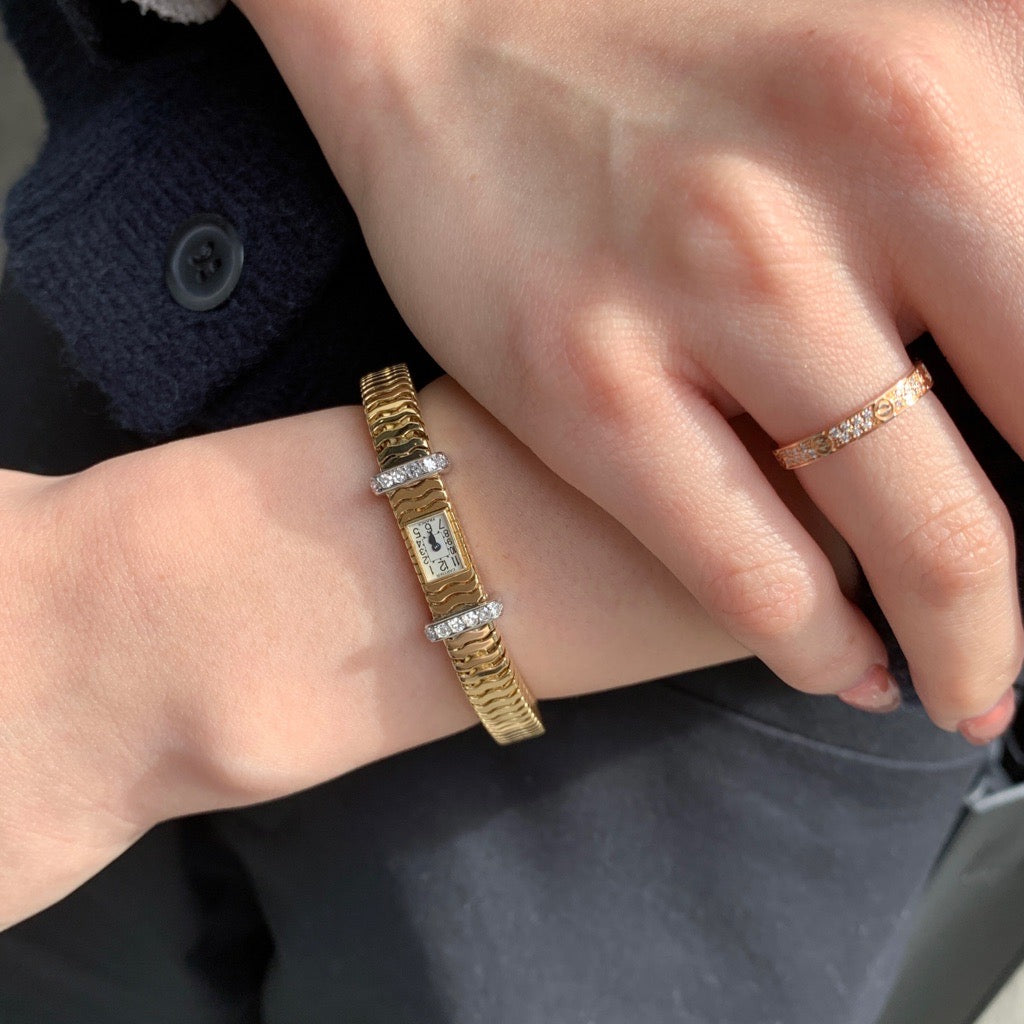 レトロアールデコ K18YG 手巻き 純正ダイヤ