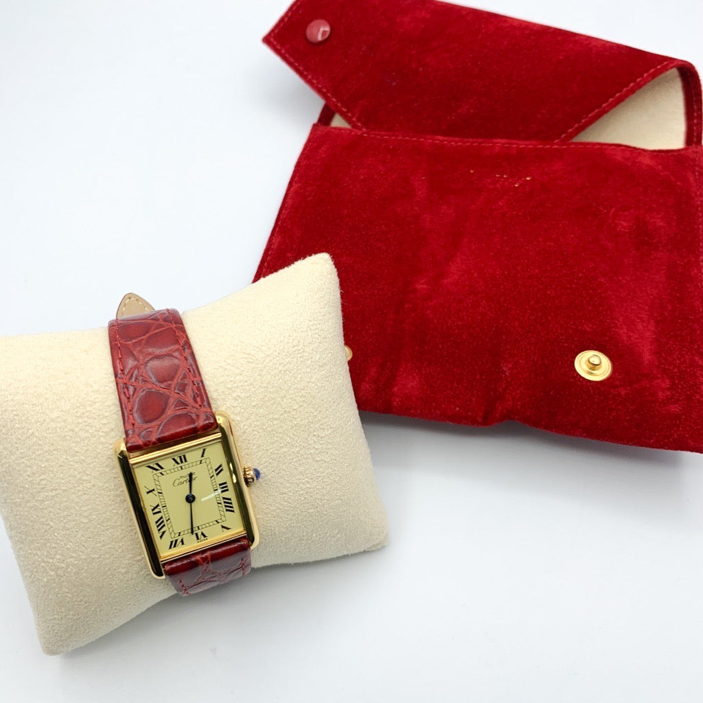 Must de Cartier Tank, LM, Beige Roman Dial, Gold