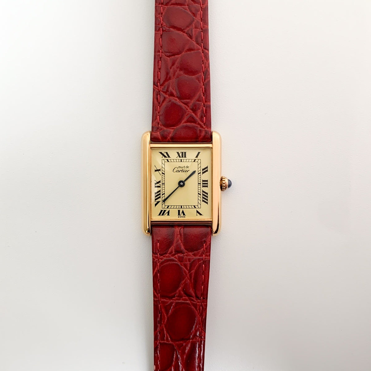 Must de Cartier Tank, LM, Beige Roman Dial, Gold