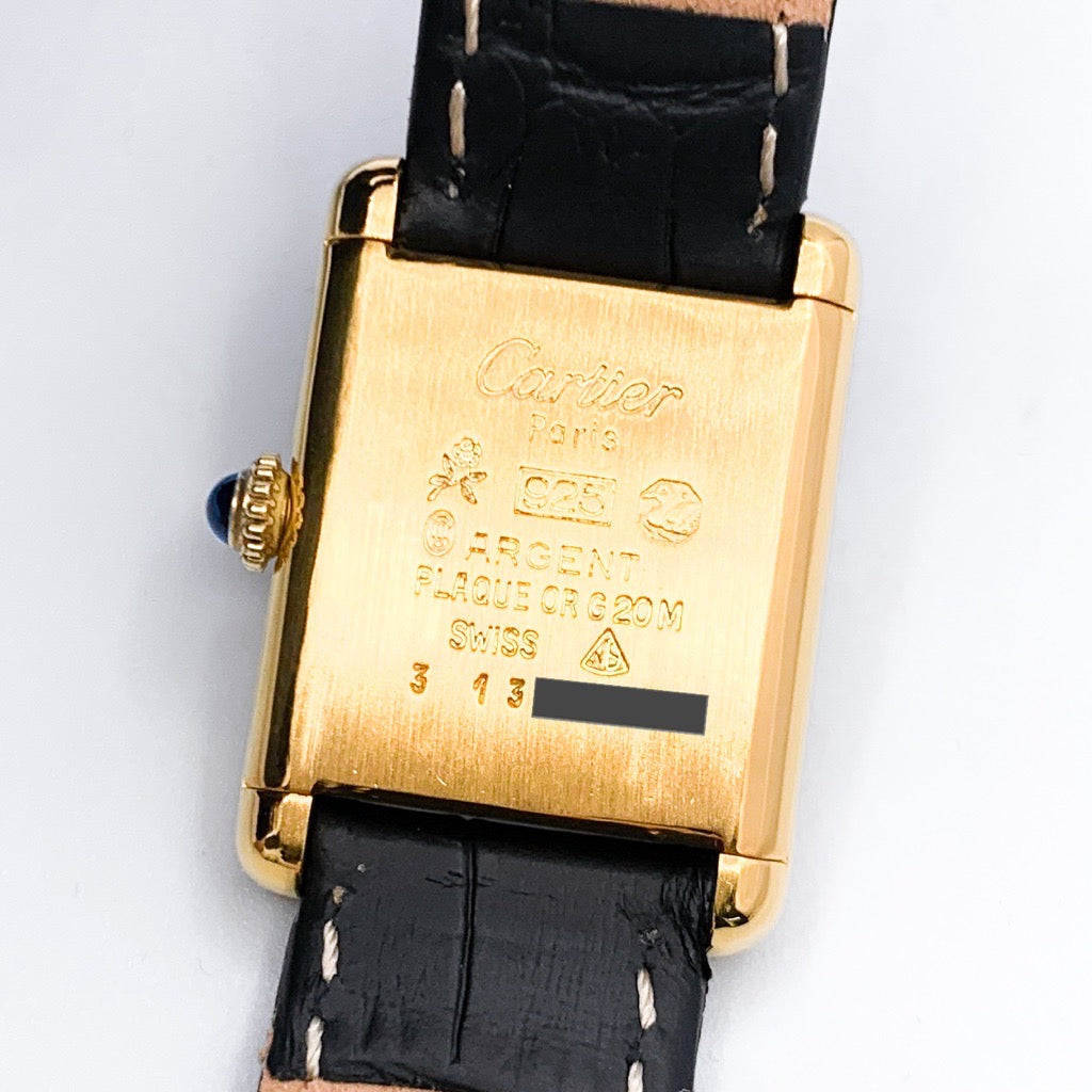 Must de Cartier Tank SM, manual-wind, black dial, gold