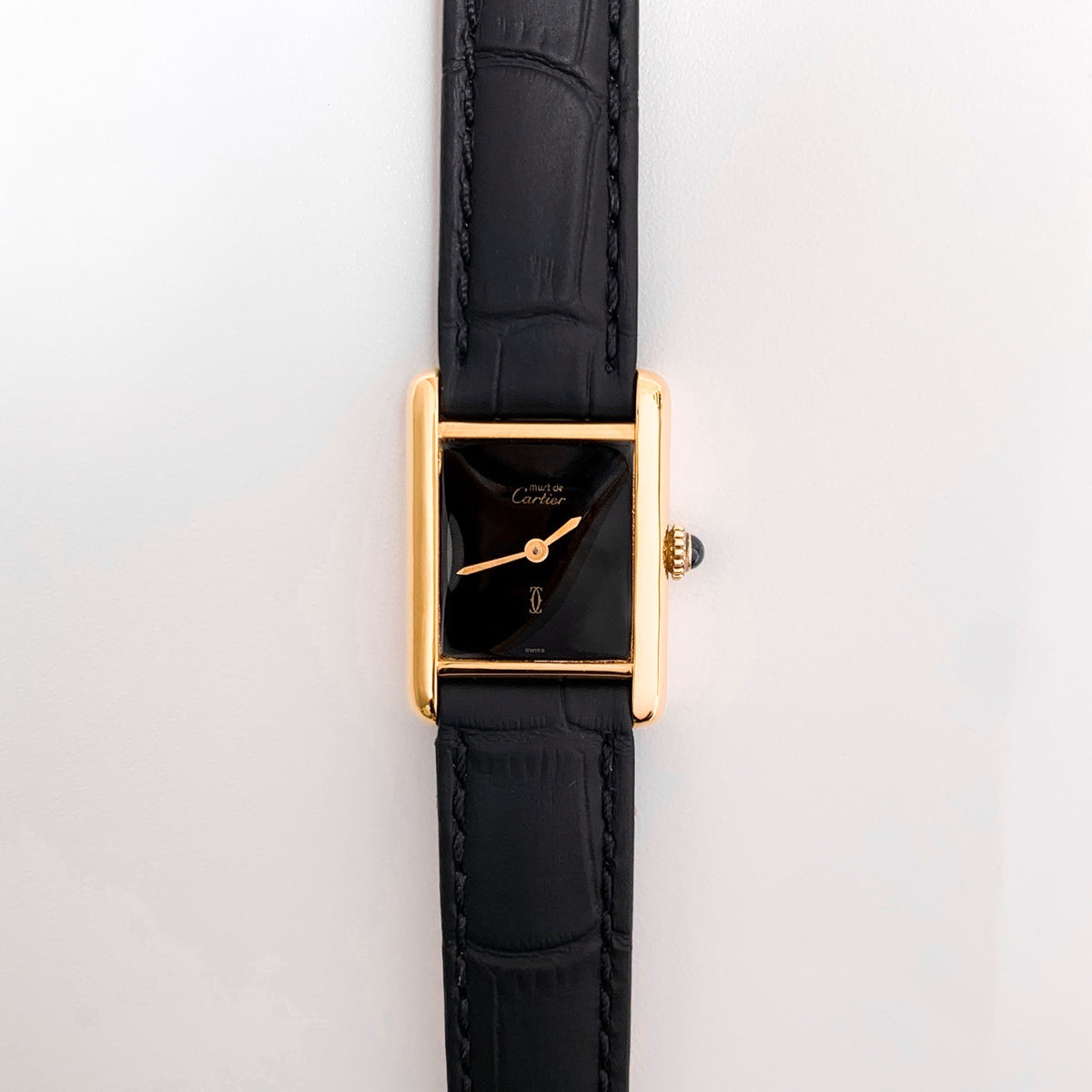 Must de Cartier Tank SM, manual-wind, black dial, gold