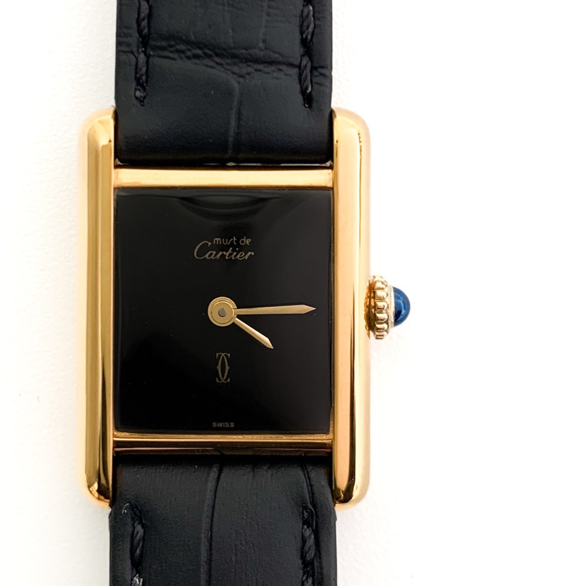Must de Cartier Tank SM, manual-wind, black dial, gold