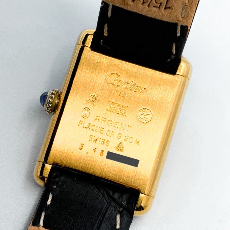 Must de Cartier Tank SM, manual-wind, black dial, gold